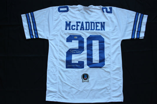 DARREN McFADDEN DALLAS COWBOYS SIGNED FOOTBALL JERSEY w/AmericasTeam Razorbacks BAS