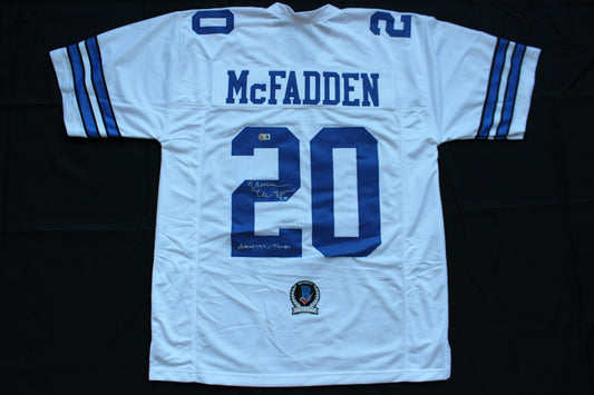 DARREN McFADDEN DALLAS COWBOYS SIGNED FOOTBALL JERSEY w/AmericasTeam Razorbacks BAS