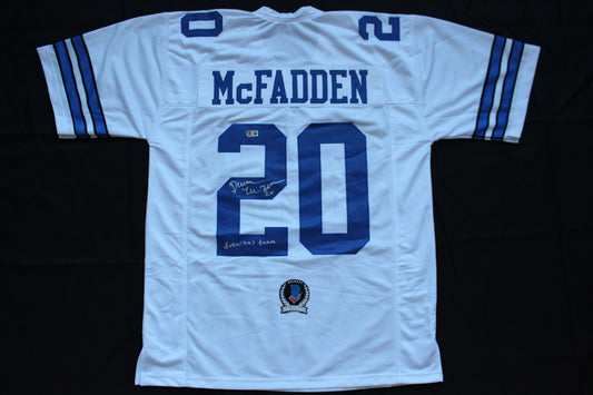 DARREN McFADDEN DALLAS COWBOYS SIGNED FOOTBALL JERSEY w/AmericasTeam Razorbacks BAS