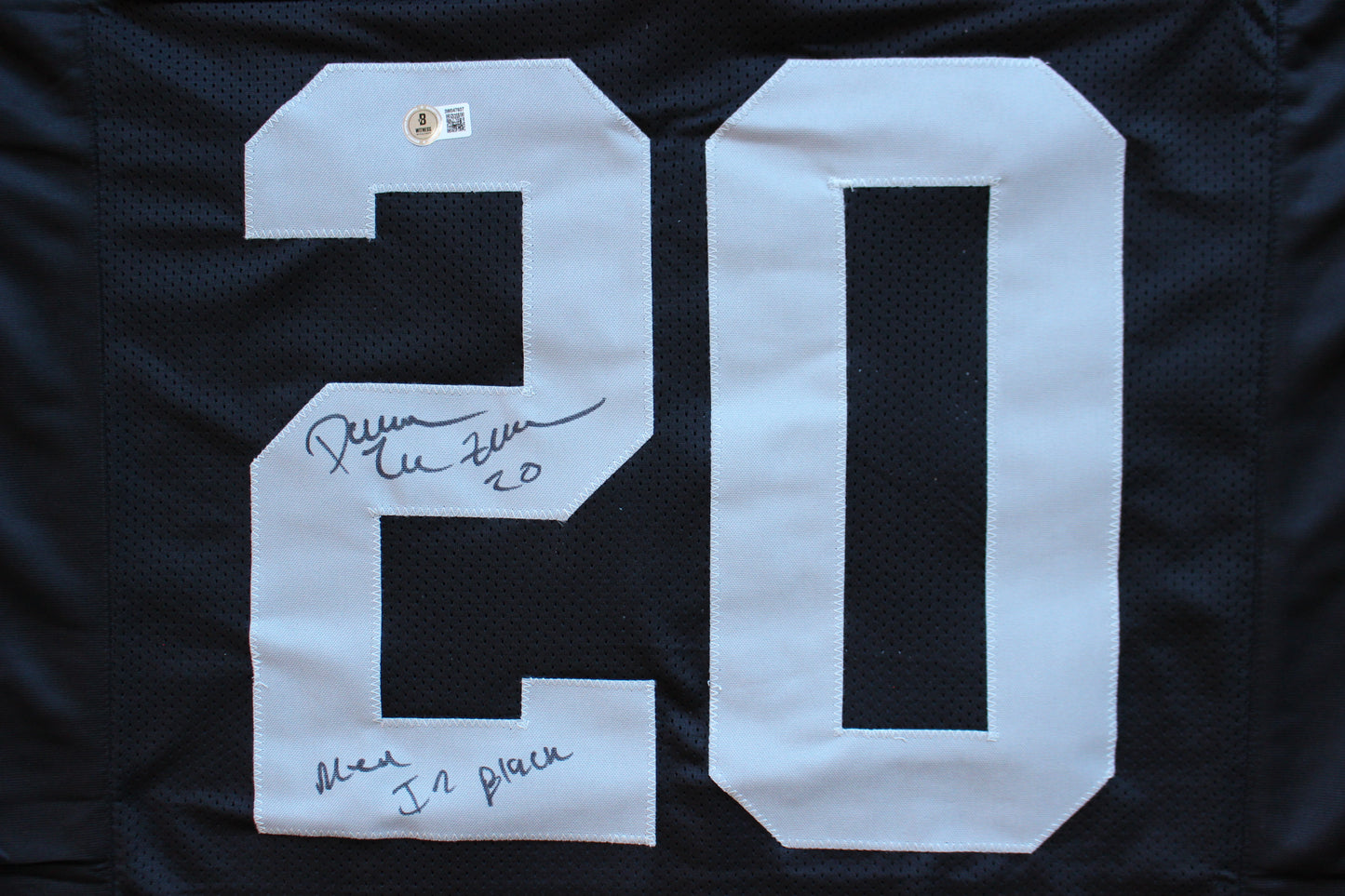 DARREN McFADDEN OAKLAND RAIDERS SIGNED FOOTBALL JERSEY w/MenInBlack Arkansas BAS