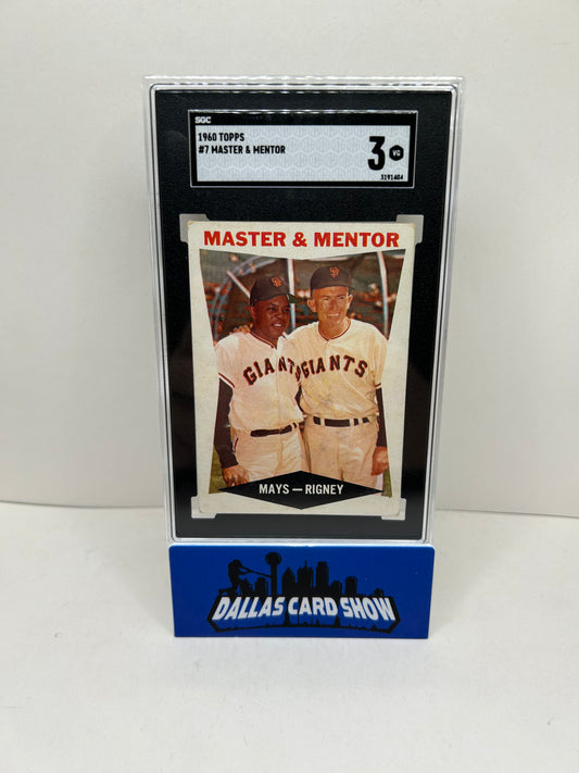 1960 TOPPS MASTER & MENTOR #7 W.MAYS/B.RIGNEY SGC 3