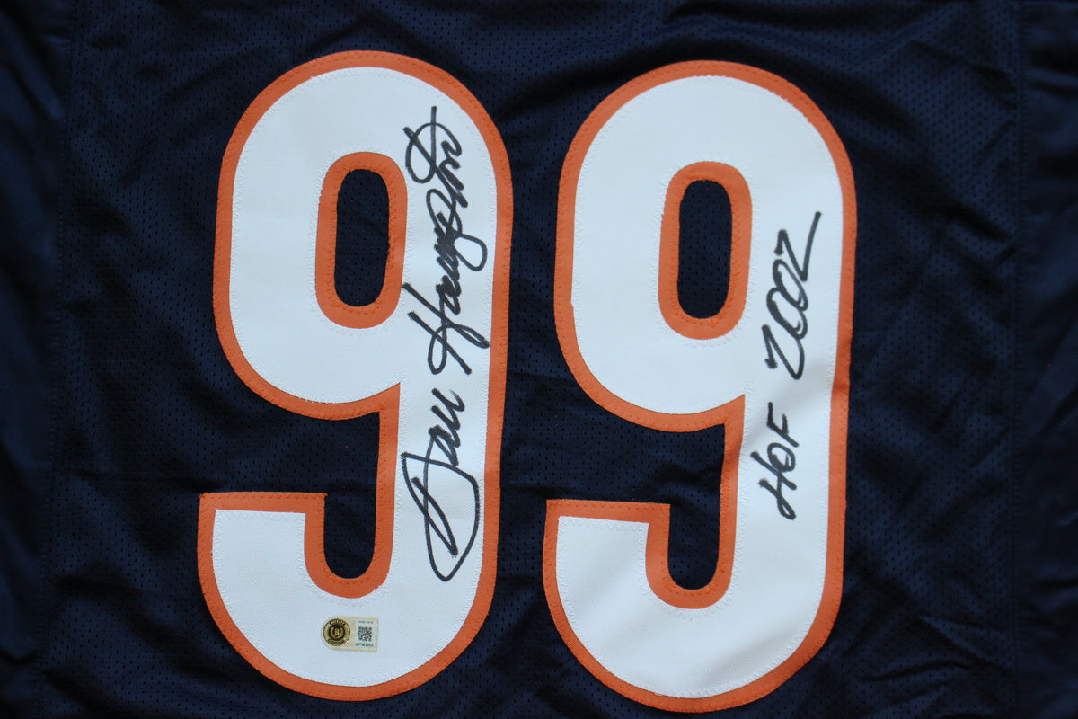 DAN HAMPTON CHICAGO BEARS SIGNED DARK NAVY JERSEY w/HOF 2002 Arkansas BAS