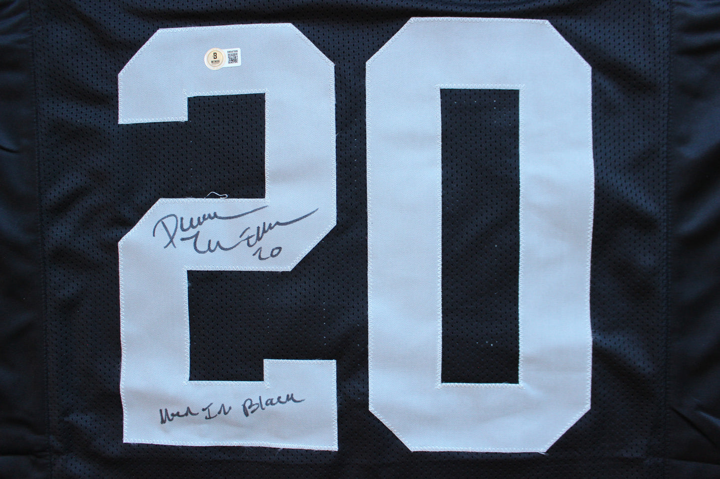 DARREN McFADDEN OAKLAND RAIDERS SIGNED FOOTBALL JERSEY w/MenInBlack Arkansas BAS