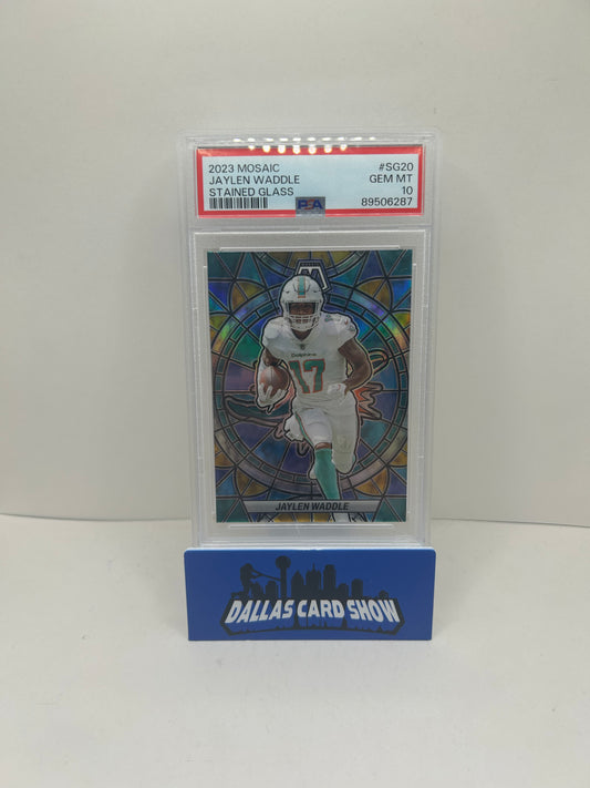 2023 Panini Mosaic Jaylen Waddle Stained Glass Prizm SP #SG-20 Dolphins PSA 10