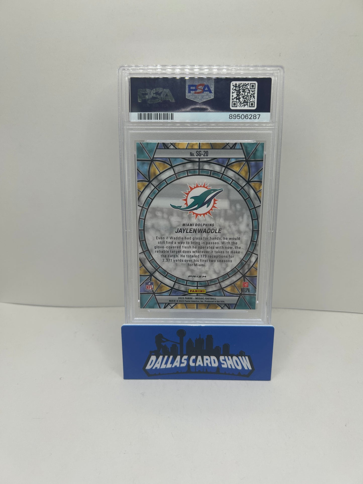 2023 Panini Mosaic Jaylen Waddle Stained Glass Prizm SP #SG-20 Dolphins PSA 10