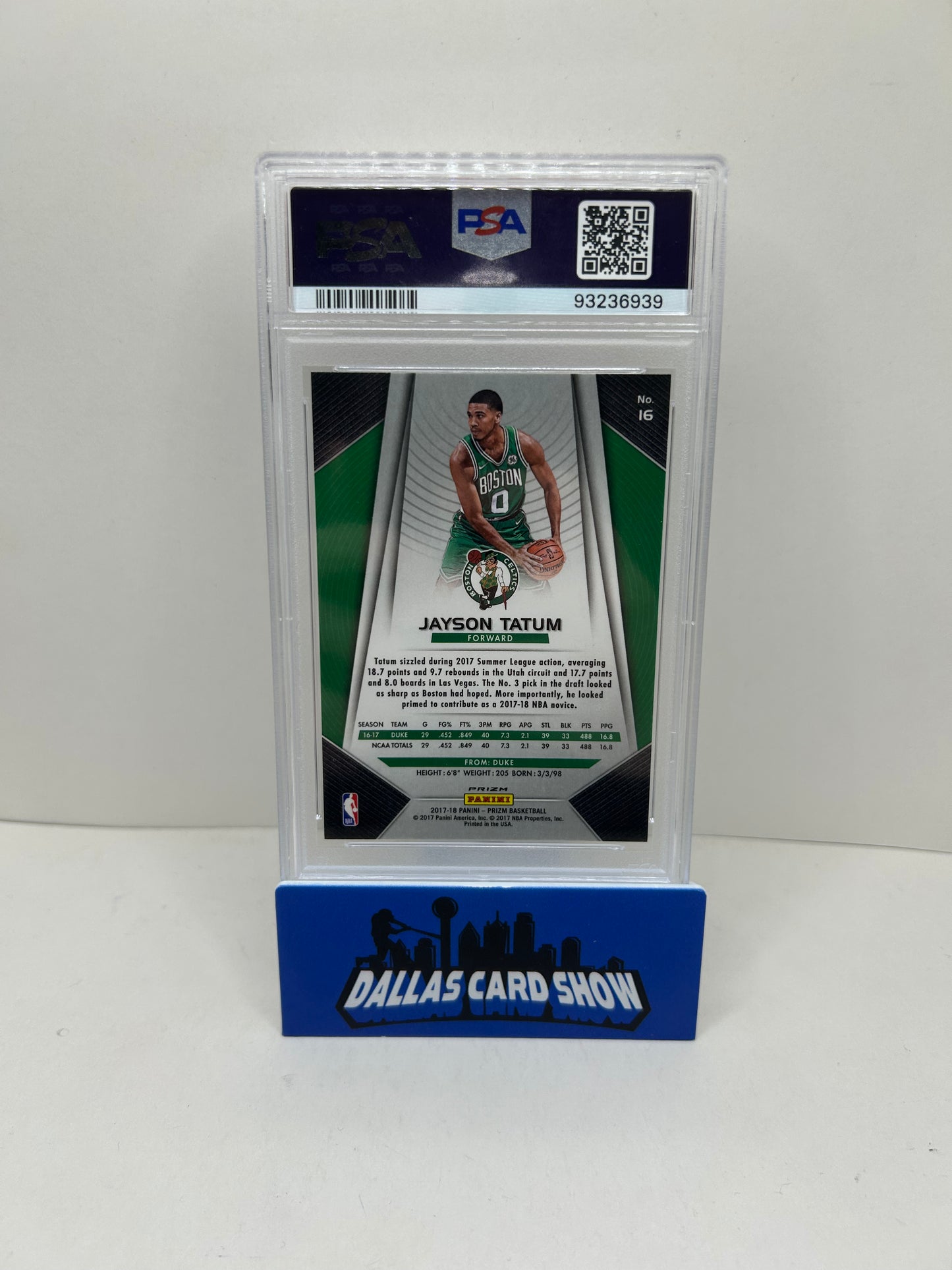 2017 Panini Silver Prizm #16 Jayson Tatum Boston Celtics RC Rookie PSA 10