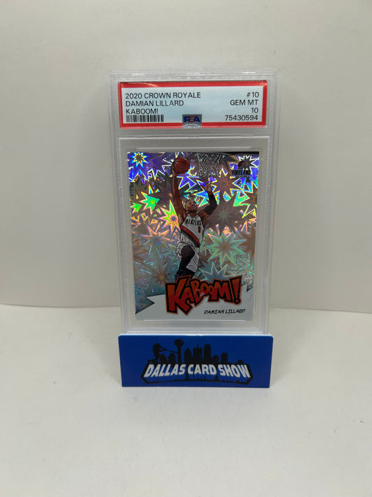 2020 Panini Crown Royale Damian Lillard #10 Kaboom Case Hit SSP PSA 10