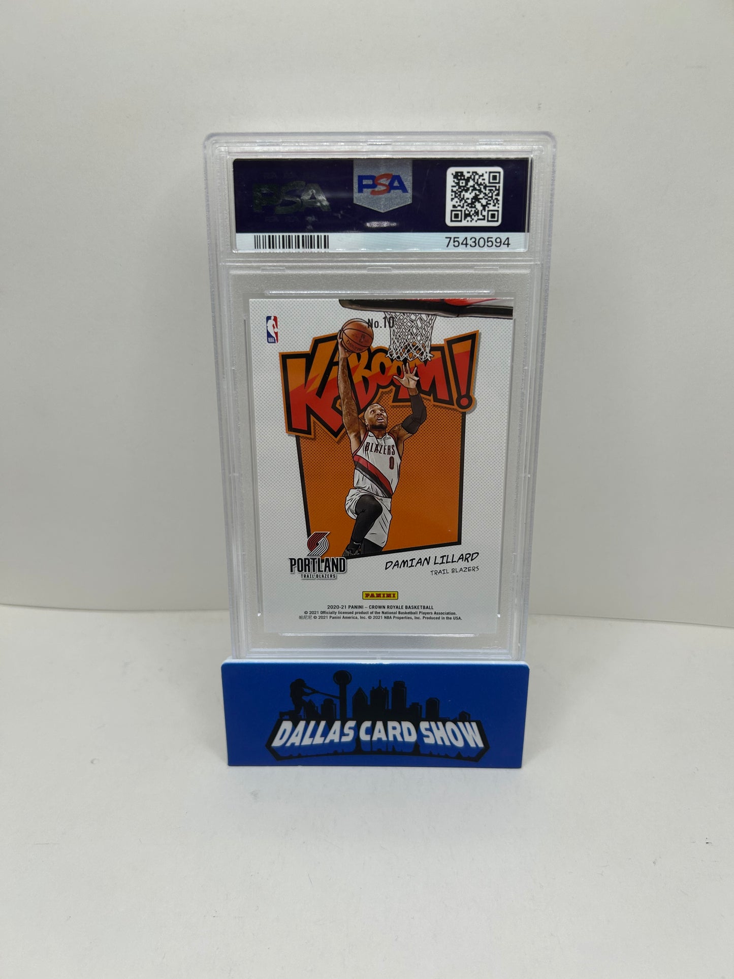 2020 Panini Crown Royale Damian Lillard #10 Kaboom Case Hit SSP PSA 10