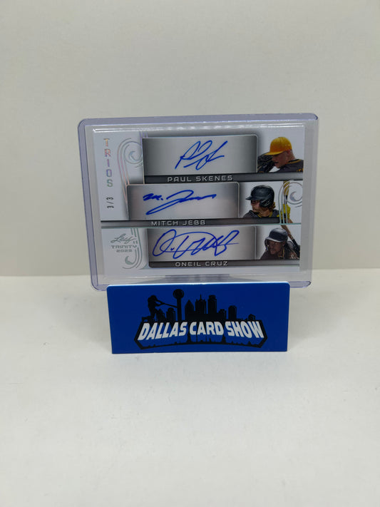 2023 Leaf Trinity Trios Autos Paul Skenes Mitch Jebb Oneil Cruz 3/3 Pirates SP
