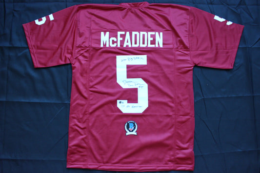 DARREN McFADDEN ARKNASAS RAZORBACKS SIGNED FOOTBALL JERSEY w/INSCs BAS COA