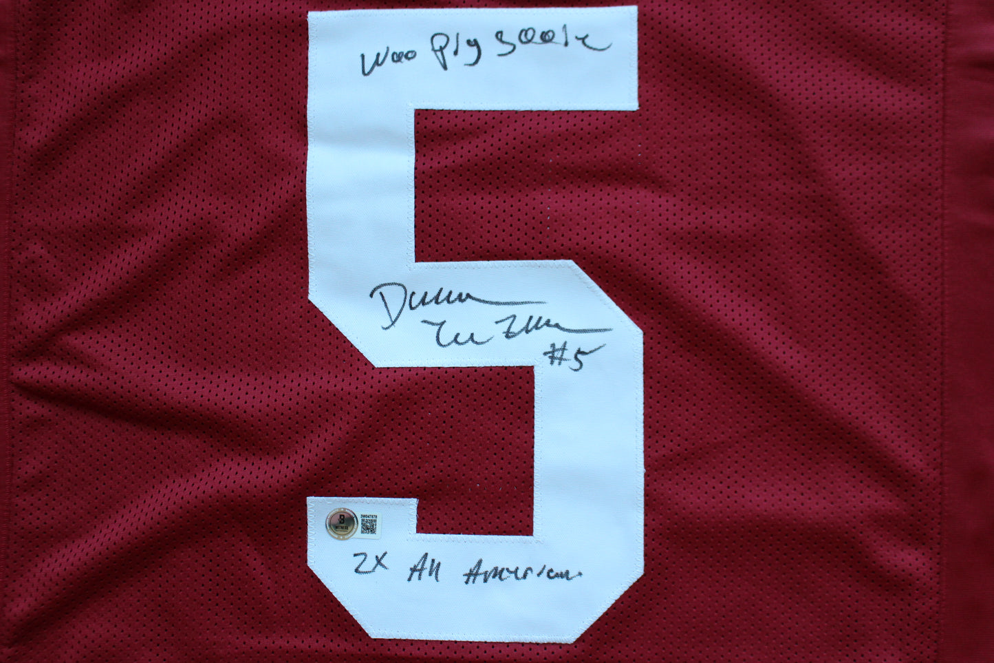 DARREN McFADDEN ARKNASAS RAZORBACKS SIGNED FOOTBALL JERSEY w/INSCs BAS COA