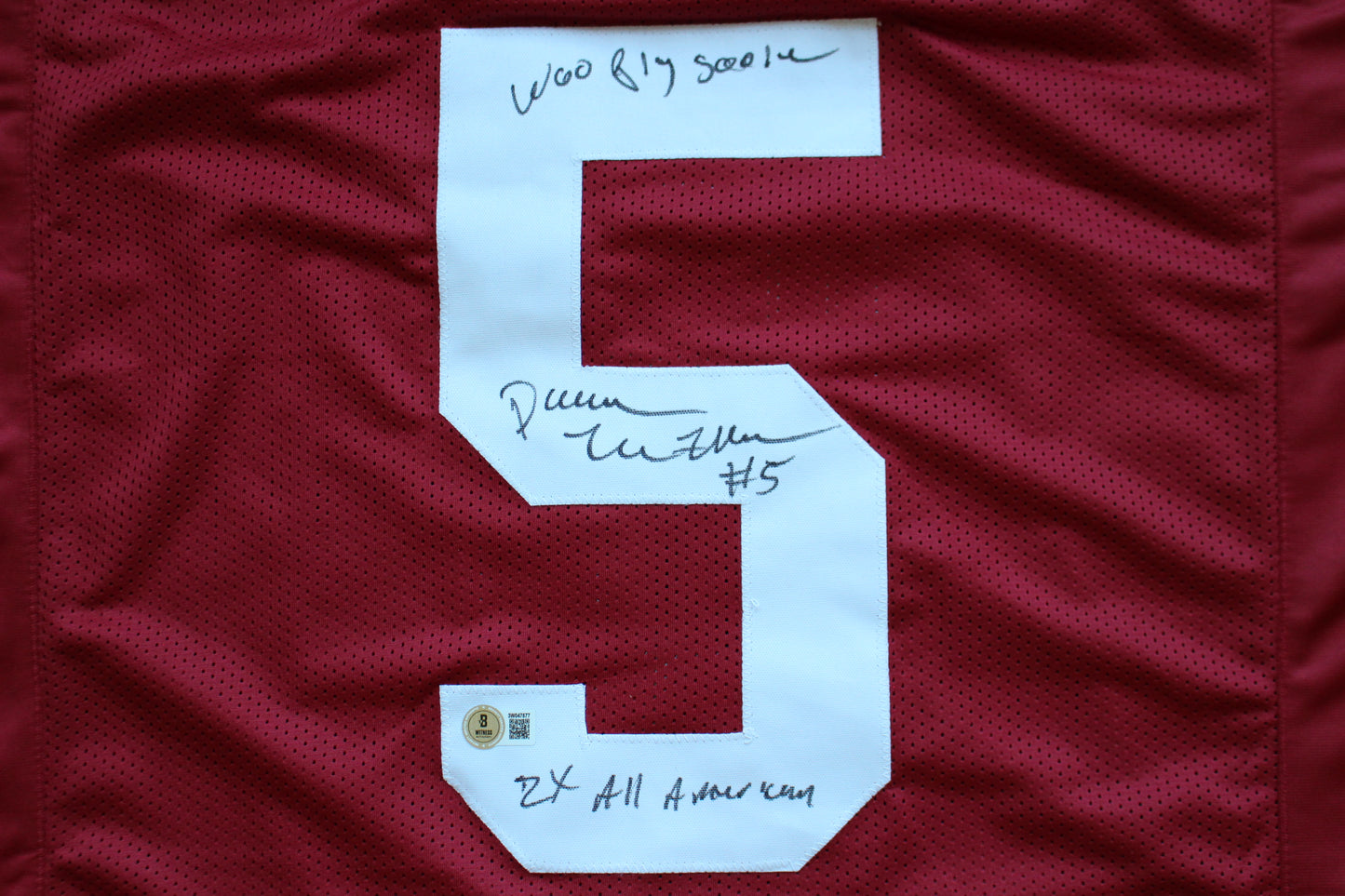 DARREN McFADDEN ARKNASAS RAZORBACKS SIGNED FOOTBALL JERSEY w/INSCs BAS COA