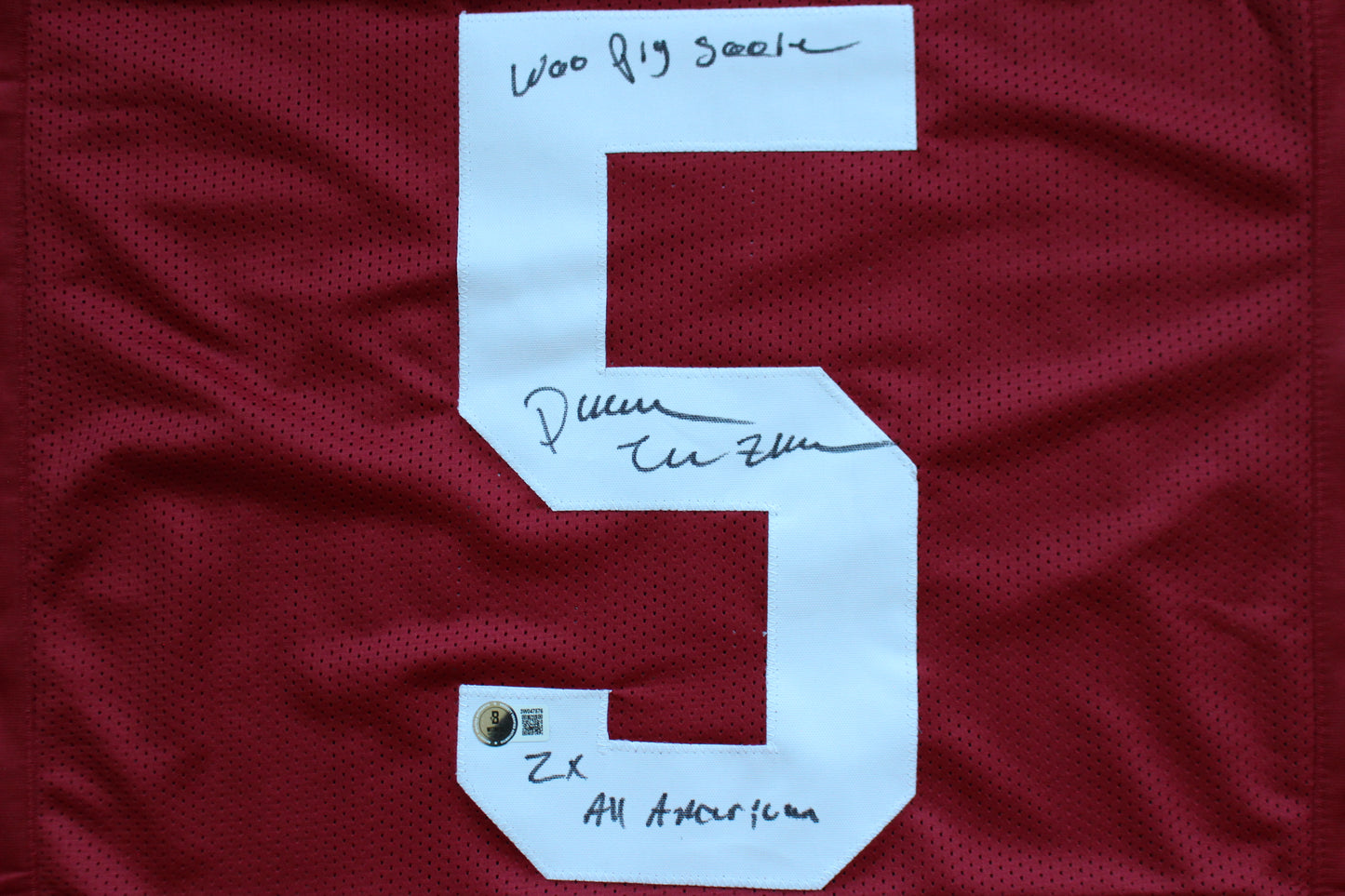 DARREN McFADDEN ARKNASAS RAZORBACKS SIGNED FOOTBALL JERSEY w/INSCs BAS COA