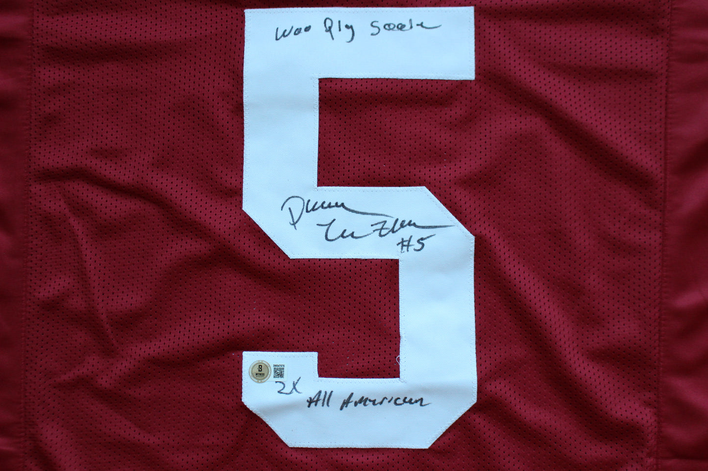 DARREN McFADDEN ARKNASAS RAZORBACKS SIGNED FOOTBALL JERSEY w/INSCs BAS COA