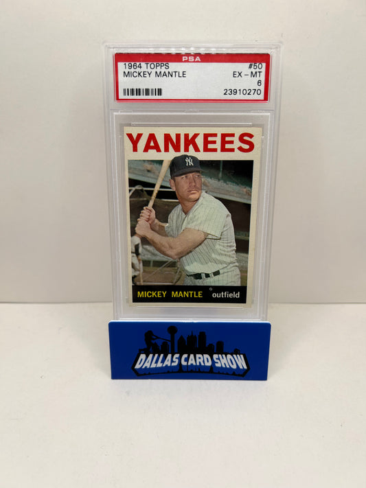 1964 TOPPS #50 MICKEY MANTLE YANKEES HOF PSA 6