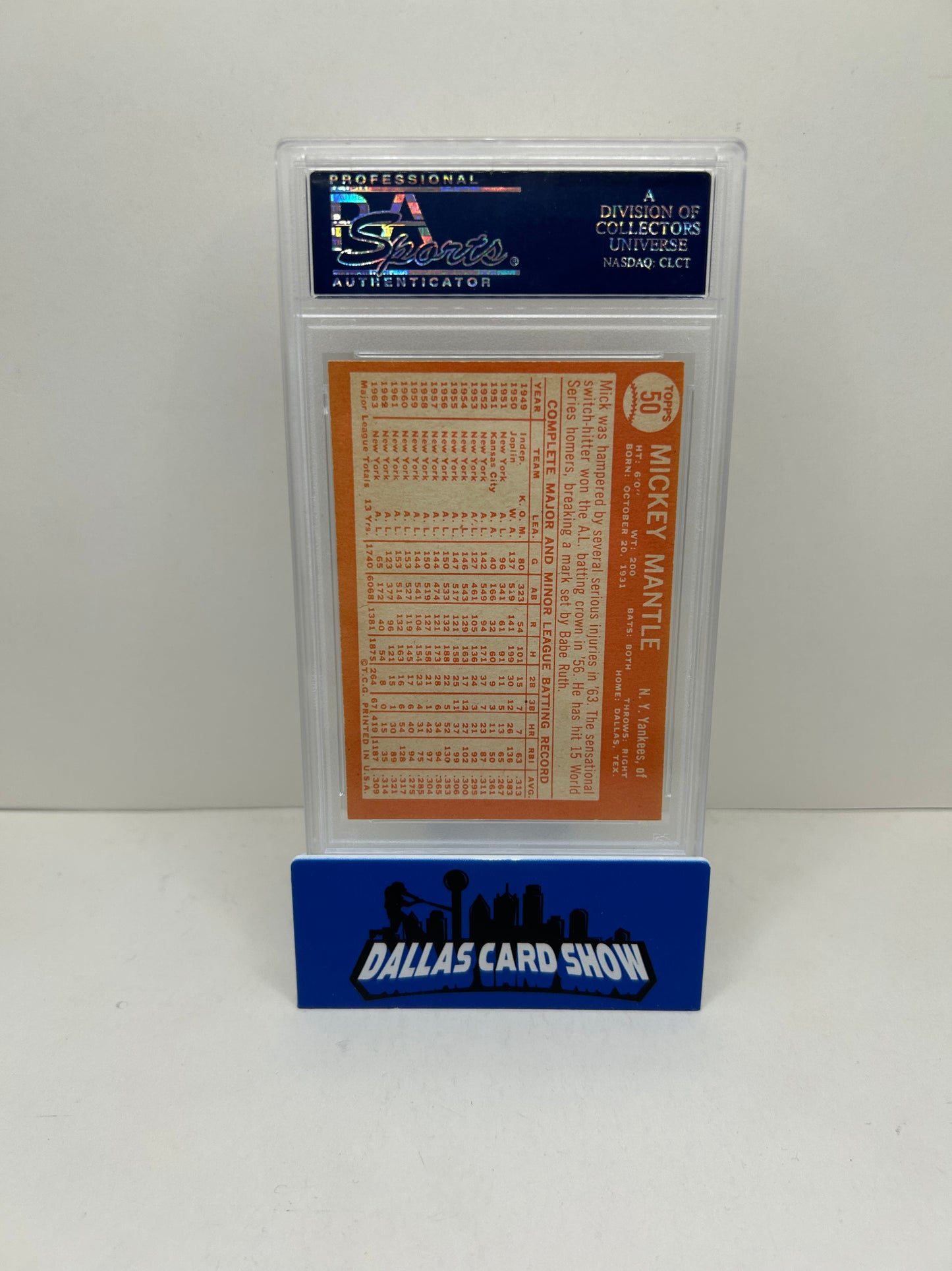 1964 TOPPS #50 MICKEY MANTLE YANKEES HOF PSA 6