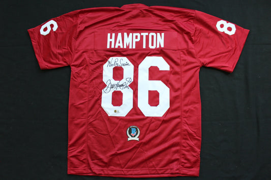 DAN HAMPTON ARKANSAS RAZORBACKS SIGNED JERSEY w/WooPigSooie Bears BAS COA