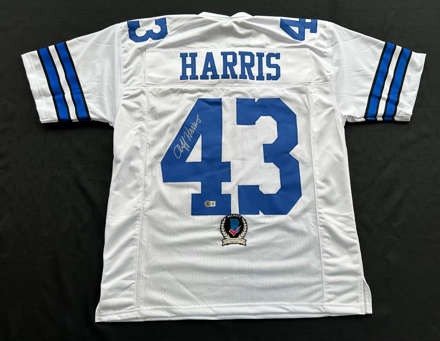 CLIFF HARRIS DALLAS COWBOYS SIGNED Large WHITE JERSEY BAS COA
