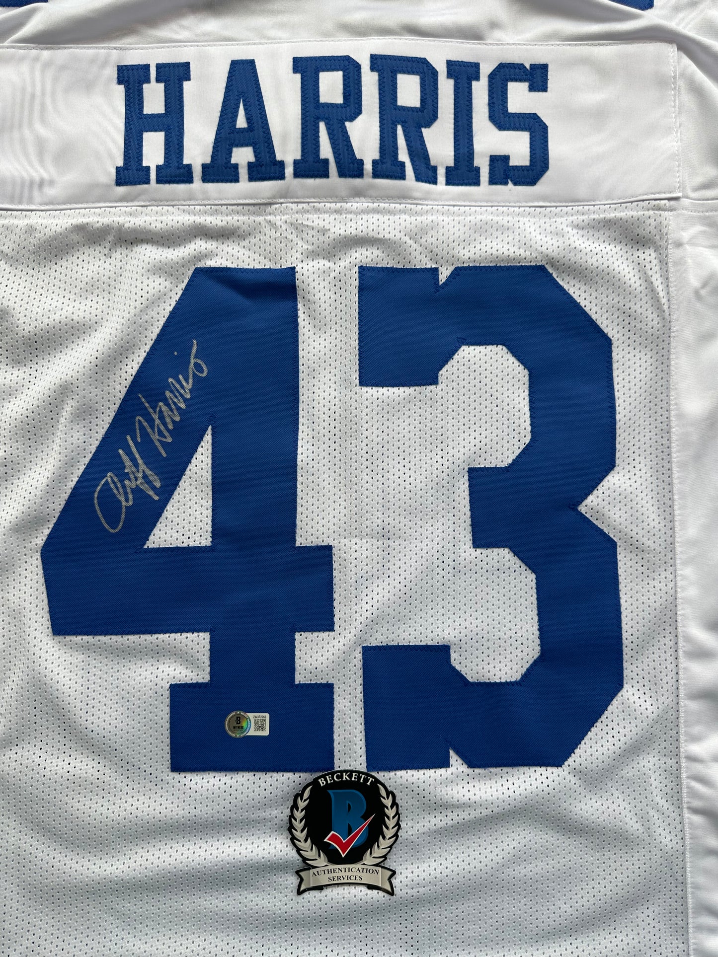 CLIFF HARRIS DALLAS COWBOYS SIGNED Large WHITE JERSEY BAS COA