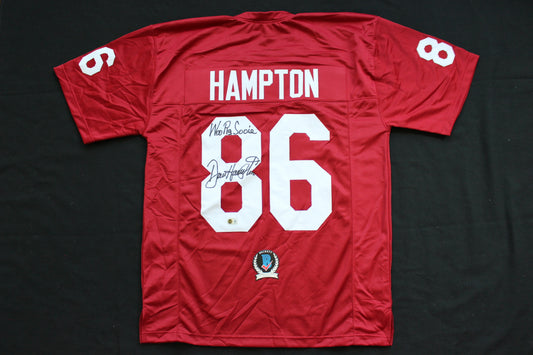 DAN HAMPTON ARKANSAS RAZORBACKS SIGNED JERSEY w/WooPigSooie Bears BAS COA