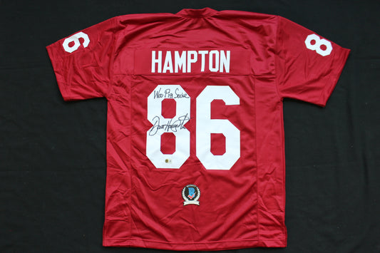 DAN HAMPTON ARKANSAS RAZORBACKS SIGNED JERSEY w/WooPigSooie Bears BAS COA