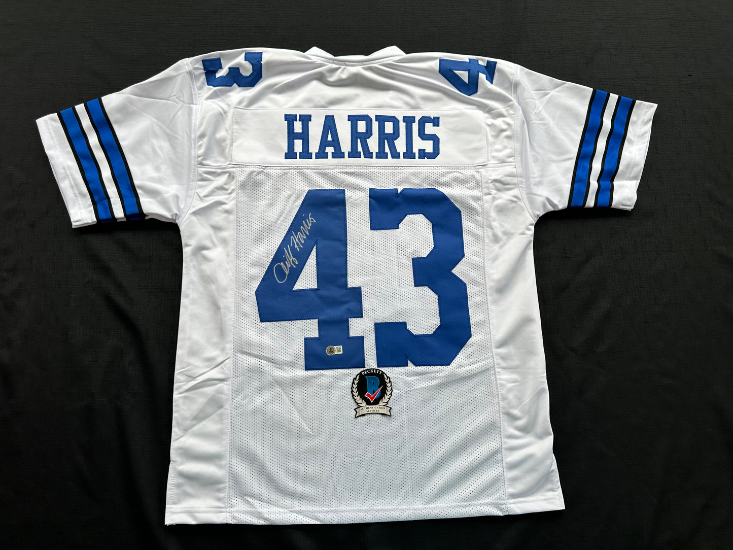 CLIFF HARRIS DALLAS COWBOYS SIGNED Large WHITE JERSEY BAS COA