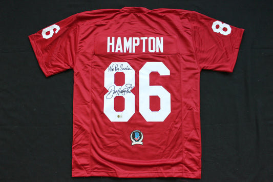 DAN HAMPTON ARKANSAS RAZORBACKS SIGNED JERSEY w/WooPigSooie Bears BAS COA