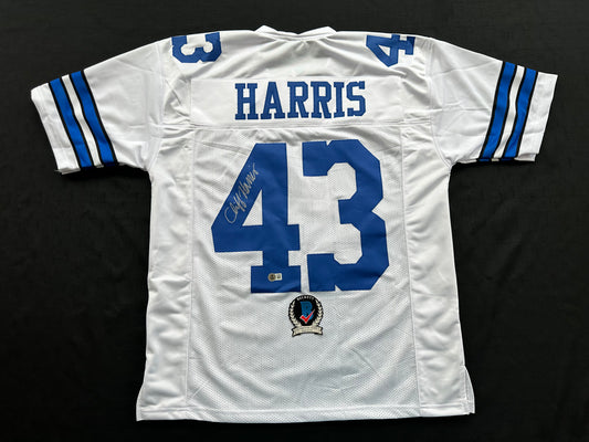 CLIFF HARRIS DALLAS COWBOYS SIGNED Large WHITE JERSEY BAS COA