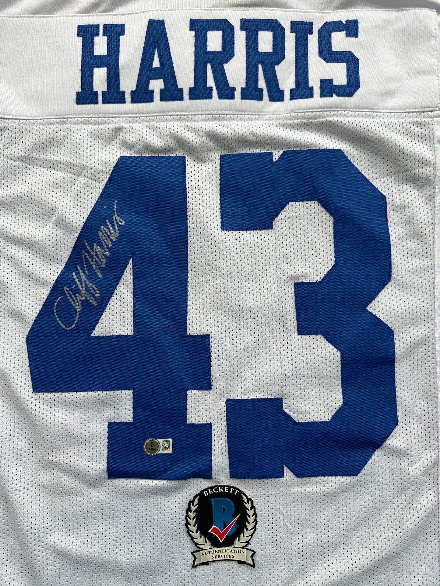 CLIFF HARRIS DALLAS COWBOYS SIGNED Large WHITE JERSEY BAS COA