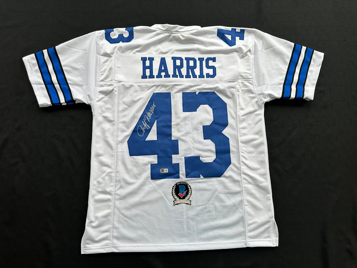 CLIFF HARRIS DALLAS COWBOYS SIGNED Large WHITE JERSEY BAS COA
