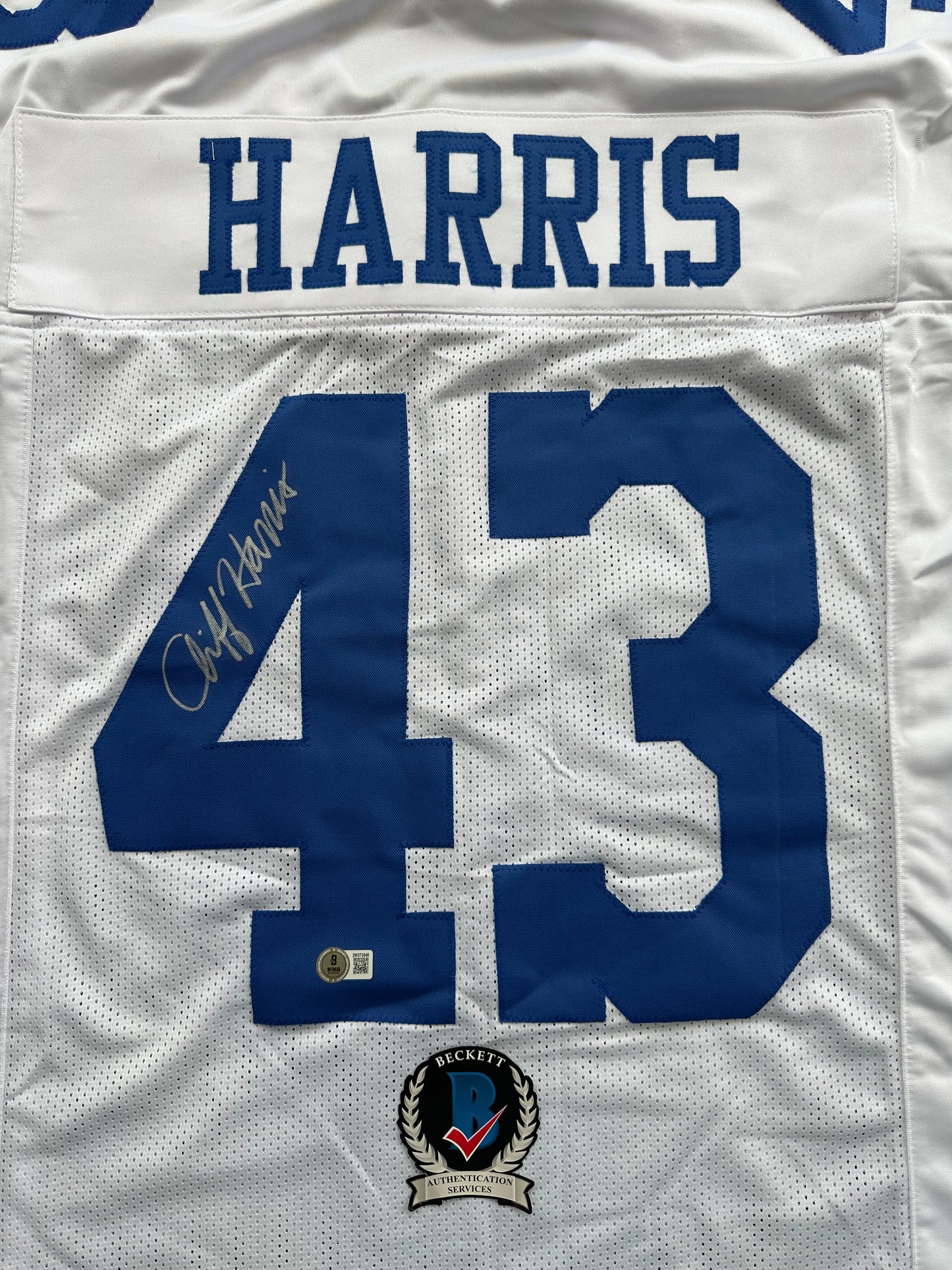 CLIFF HARRIS DALLAS COWBOYS SIGNED Large WHITE JERSEY BAS COA