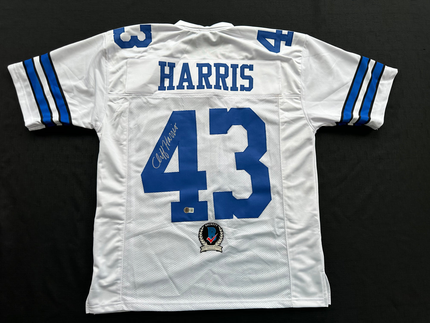 CLIFF HARRIS DALLAS COWBOYS SIGNED Large WHITE JERSEY BAS COA