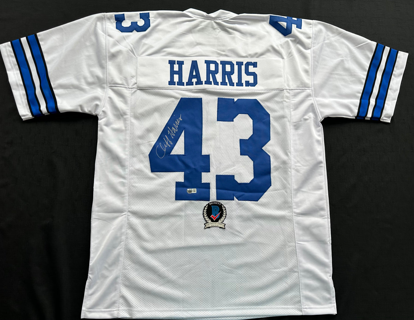 CLIFF HARRIS DALLAS COWBOYS SIGNED XL WHITE JERSEY BAS COA