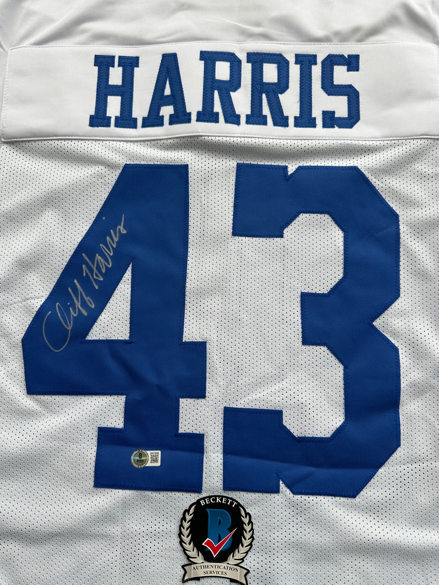 CLIFF HARRIS DALLAS COWBOYS SIGNED XL WHITE JERSEY BAS COA