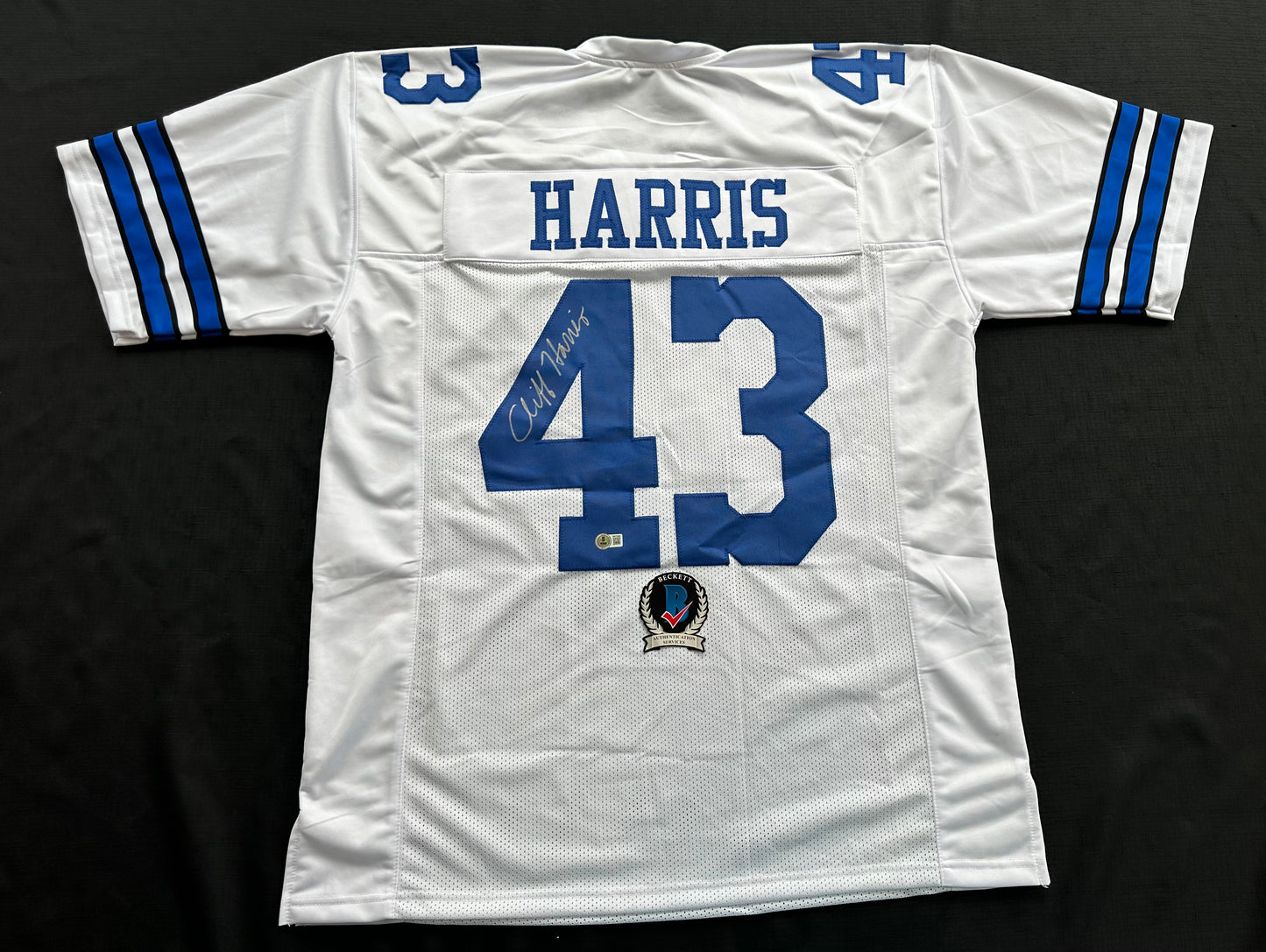 CLIFF HARRIS DALLAS COWBOYS SIGNED XL WHITE JERSEY BAS COA