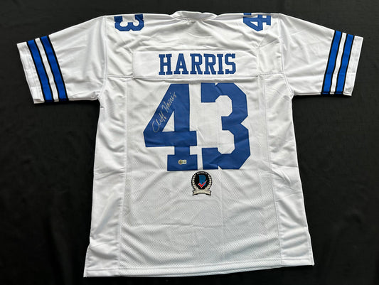 CLIFF HARRIS DALLAS COWBOYS SIGNED XL WHITE JERSEY BAS COA