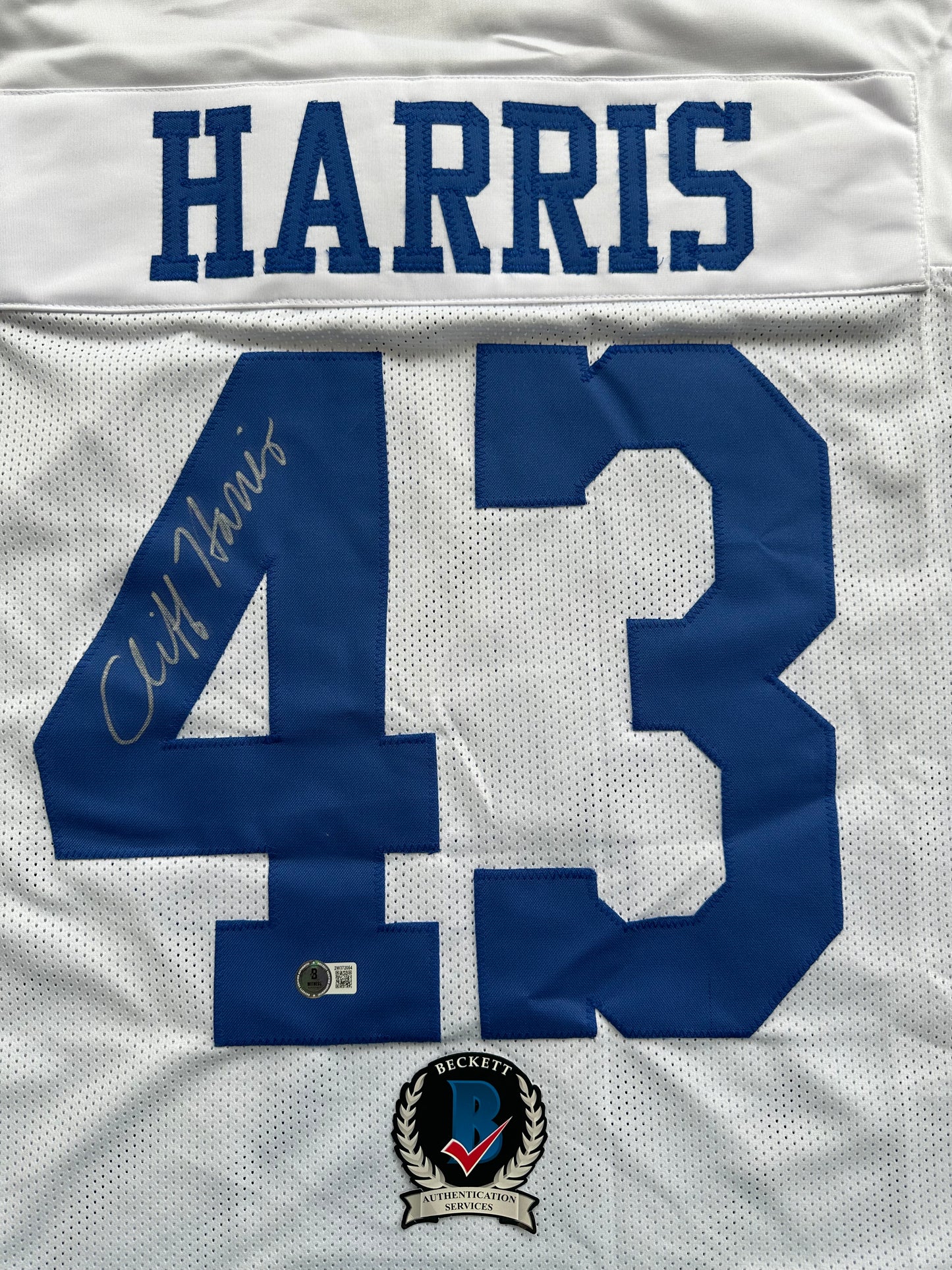 CLIFF HARRIS DALLAS COWBOYS SIGNED XL WHITE JERSEY BAS COA