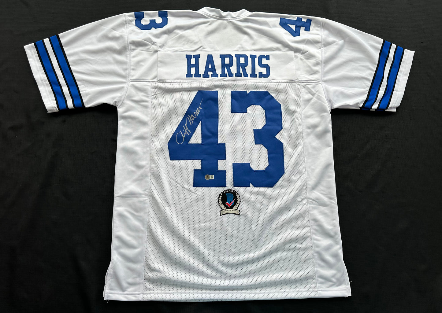 CLIFF HARRIS DALLAS COWBOYS SIGNED XL WHITE JERSEY BAS COA
