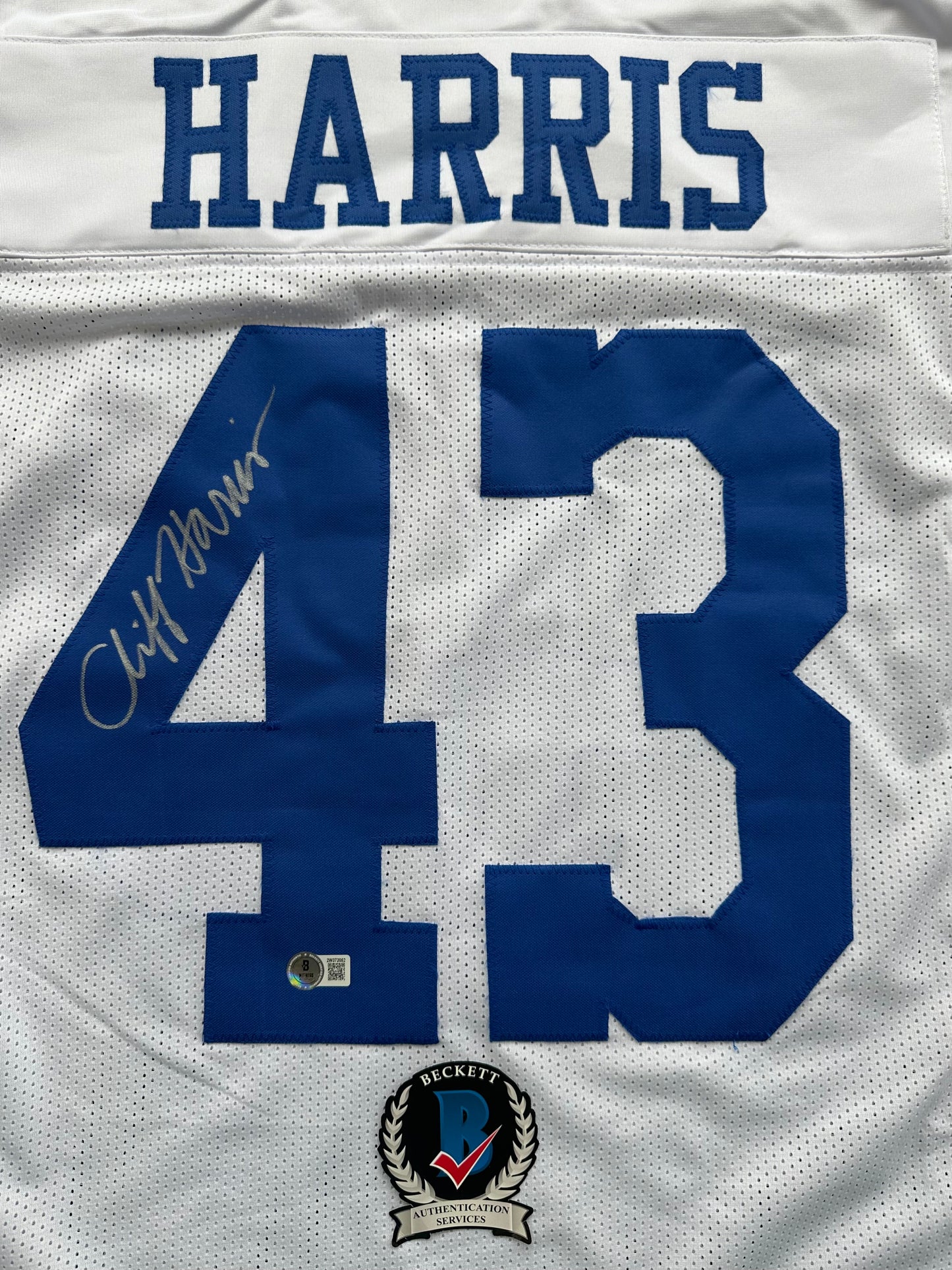 CLIFF HARRIS DALLAS COWBOYS SIGNED XL WHITE JERSEY BAS COA