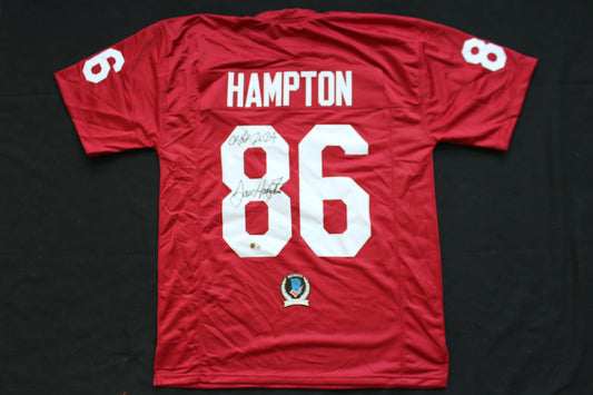 DAN HAMPTON ARKANSAS RAZORBACKS SIGNED JERSEY Chicago Bears w/CFHOF2024 BAS