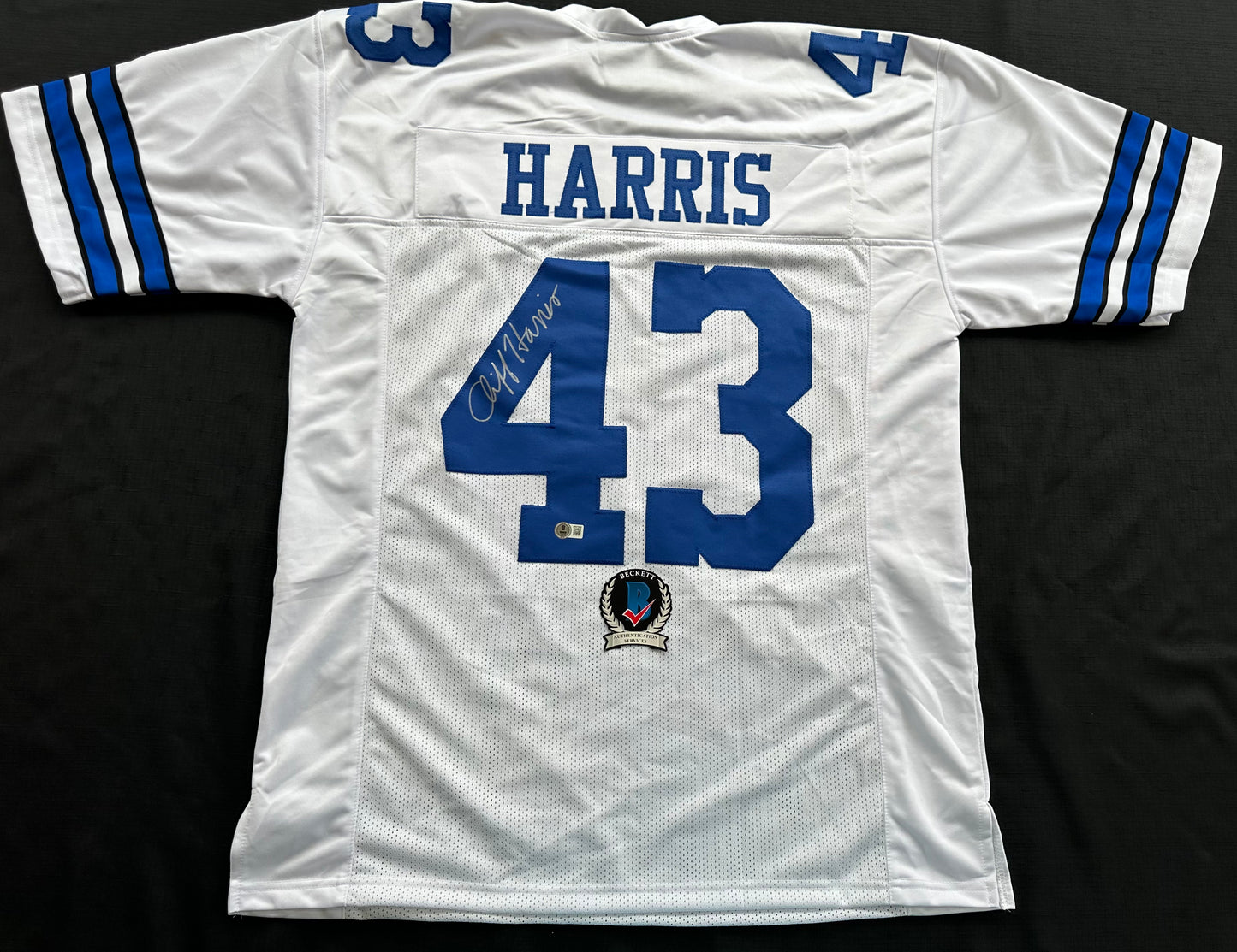 CLIFF HARRIS DALLAS COWBOYS SIGNED XL WHITE JERSEY BAS COA