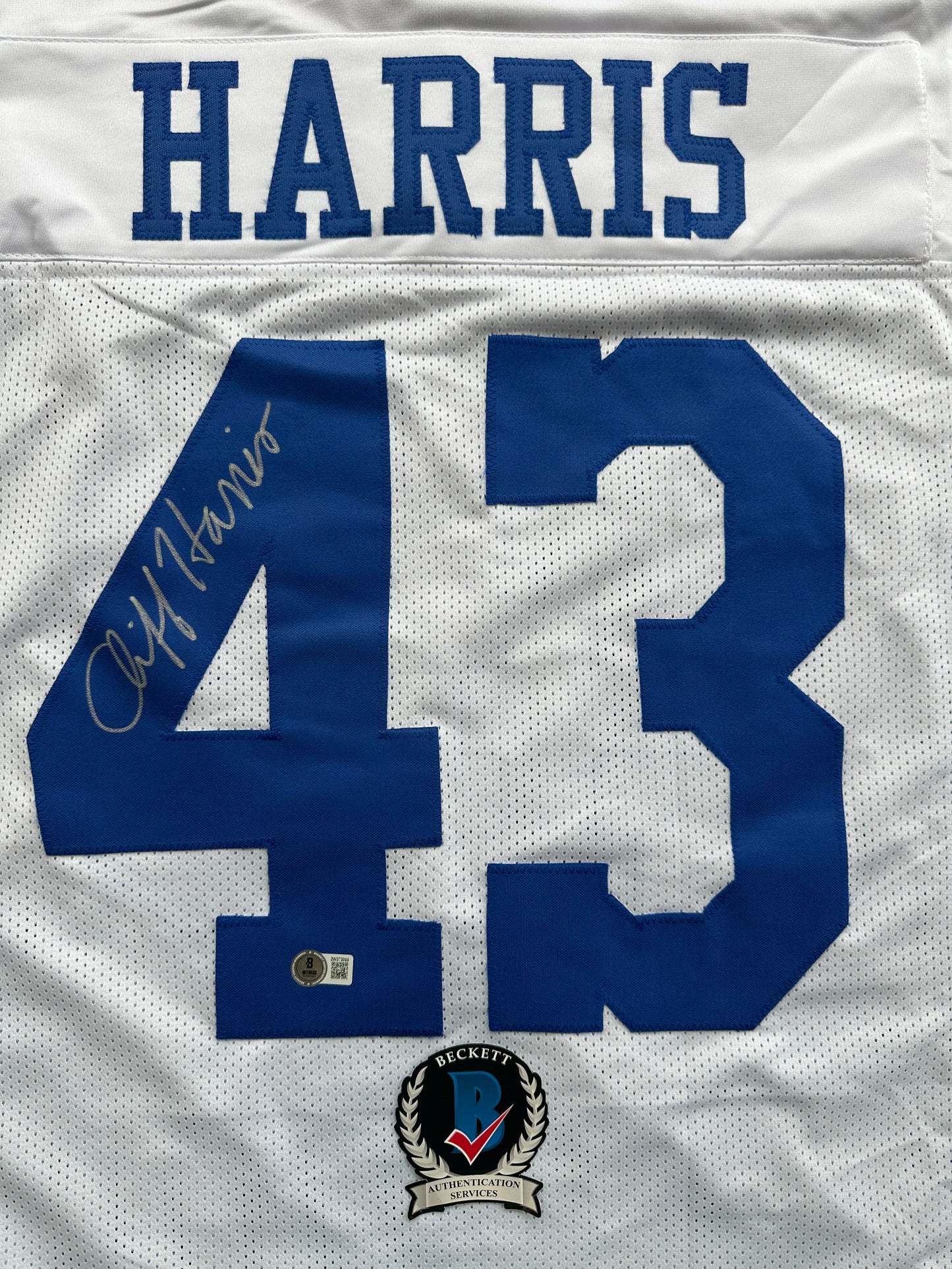 CLIFF HARRIS DALLAS COWBOYS SIGNED XL WHITE JERSEY BAS COA