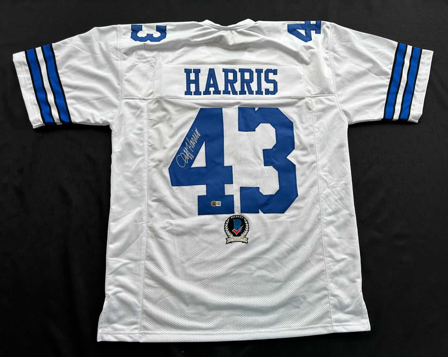 CLIFF HARRIS DALLAS COWBOYS SIGNED XL WHITE JERSEY BAS COA