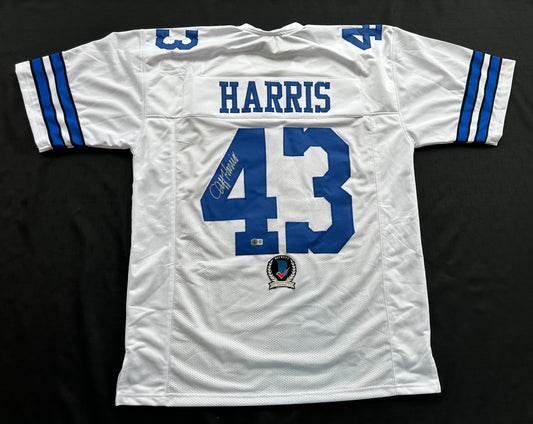 CLIFF HARRIS DALLAS COWBOYS SIGNED XL WHITE JERSEY BAS COA