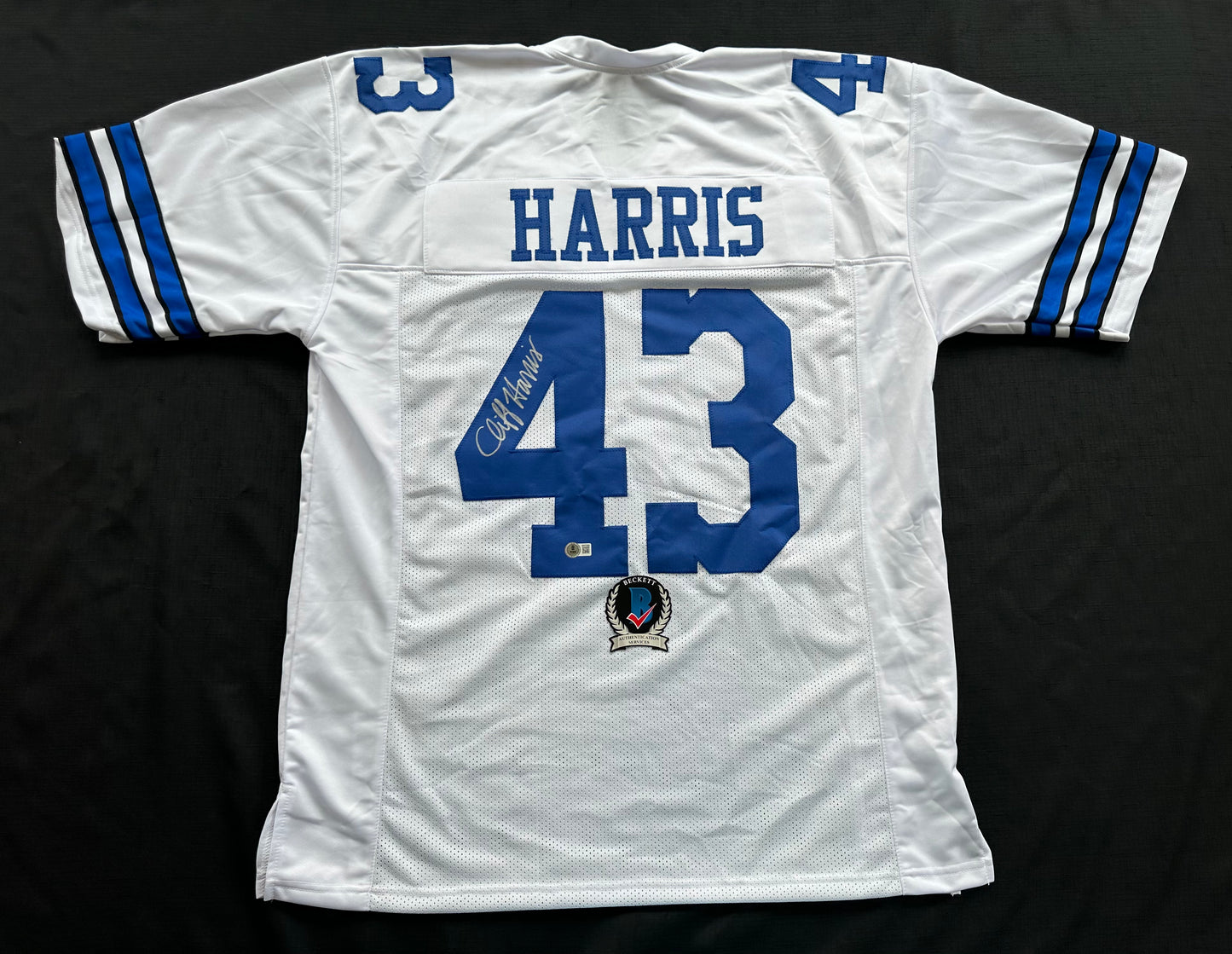 CLIFF HARRIS DALLAS COWBOYS SIGNED XL WHITE JERSEY BAS COA