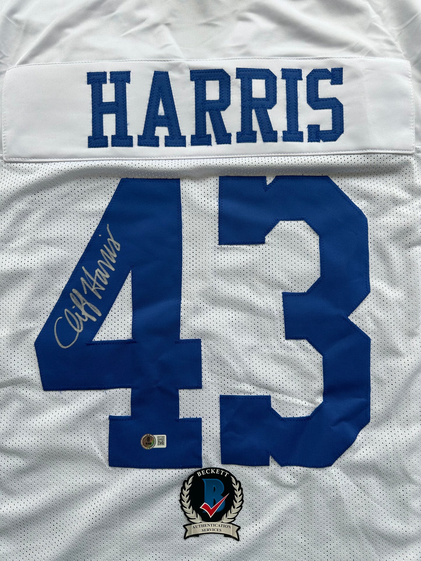 CLIFF HARRIS DALLAS COWBOYS SIGNED XL WHITE JERSEY BAS COA