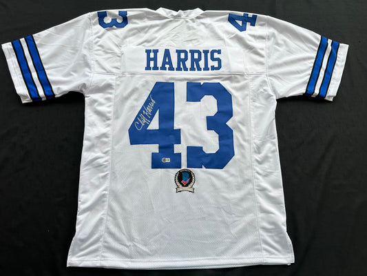 CLIFF HARRIS DALLAS COWBOYS SIGNED XL WHITE JERSEY BAS COA