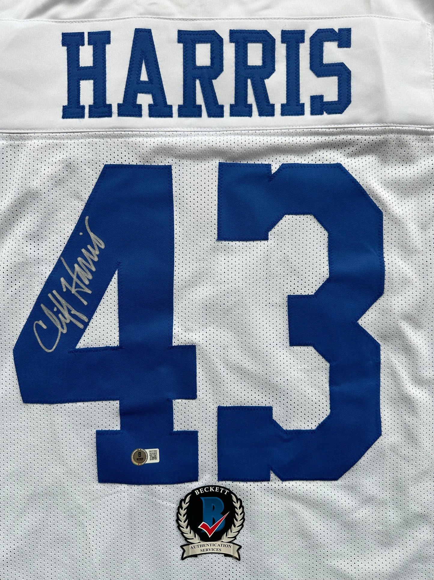 CLIFF HARRIS DALLAS COWBOYS SIGNED XL WHITE JERSEY BAS COA