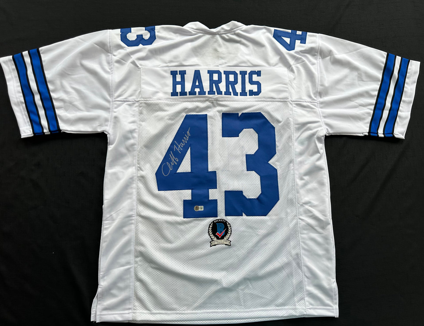 CLIFF HARRIS DALLAS COWBOYS SIGNED 2XL WHITE JERSEY BAS COA