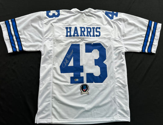 CLIFF HARRIS DALLAS COWBOYS SIGNED 2XL WHITE JERSEY BAS COA